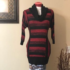 Red and Black Cowneck Sweater